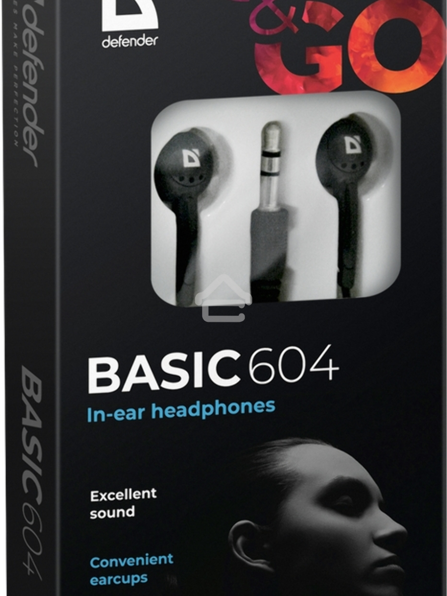 Наушники Defender Basic 604 вставки черный