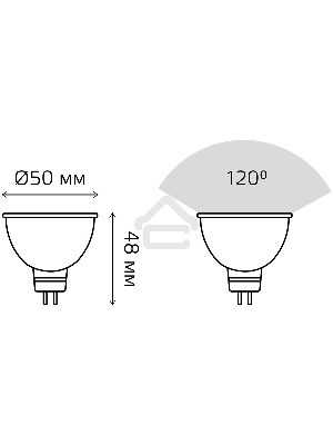 Лампа светодиодная Gauss Elementary MR16 9Вт цок.:GU5.3 спот 220B 2700K св.свеч.бел.теп. MR16 (упак.:10шт) (13519)
