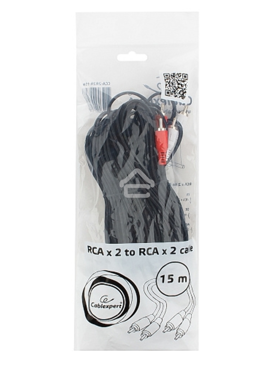 Кабель аудио Cablexpert CCA-2R2R-15M, 2xRCA - 2xRCA, 15м