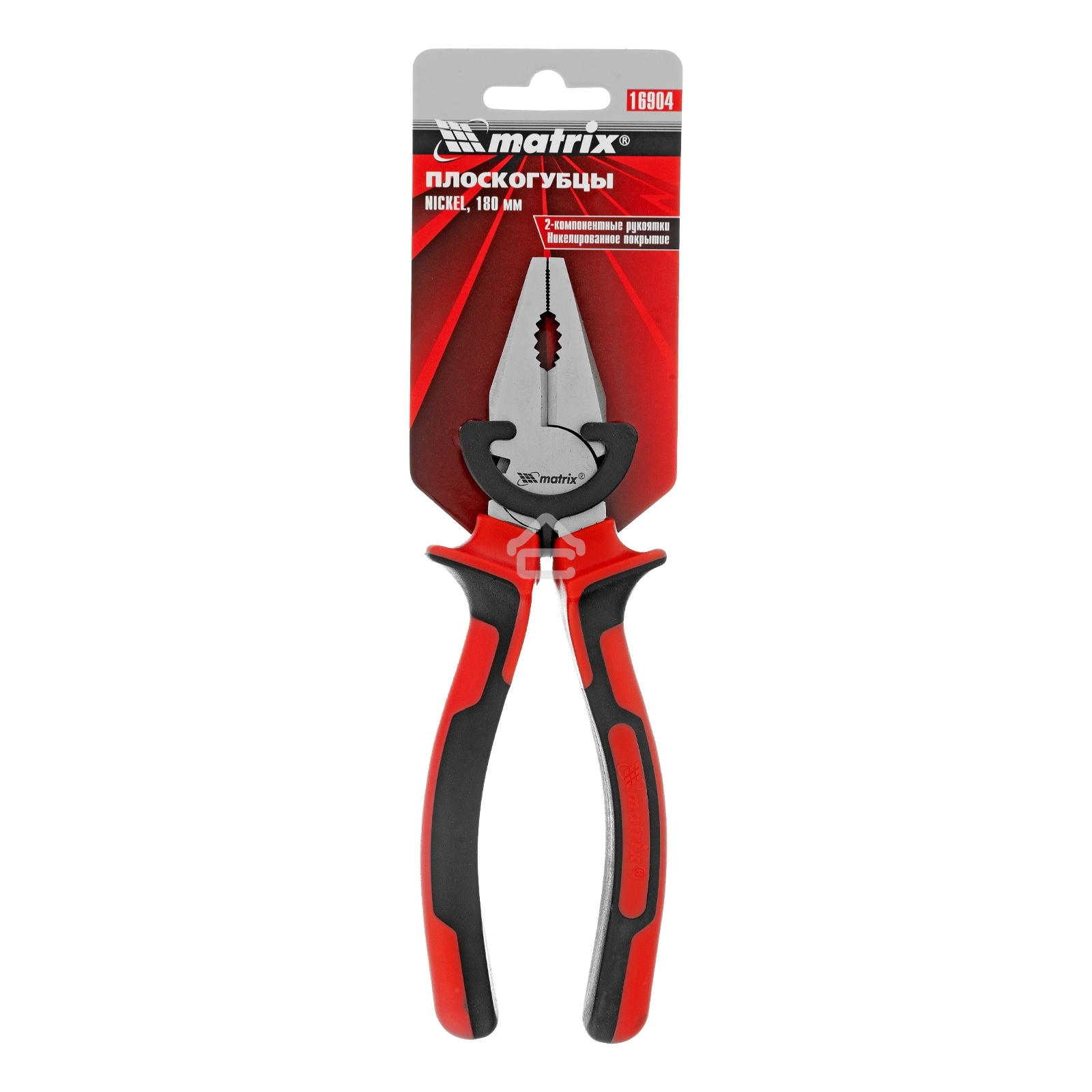 Плоскогубцы Matrix NICKEL 180 мм, никелированные, двухкомпонентные рукоятки