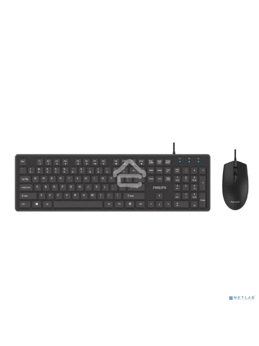Проводной комплект Philips SPT6264, USB 2.0 104 клав/3 кнопки, 800-2400dpi, русская заводская раскладка, чёрный