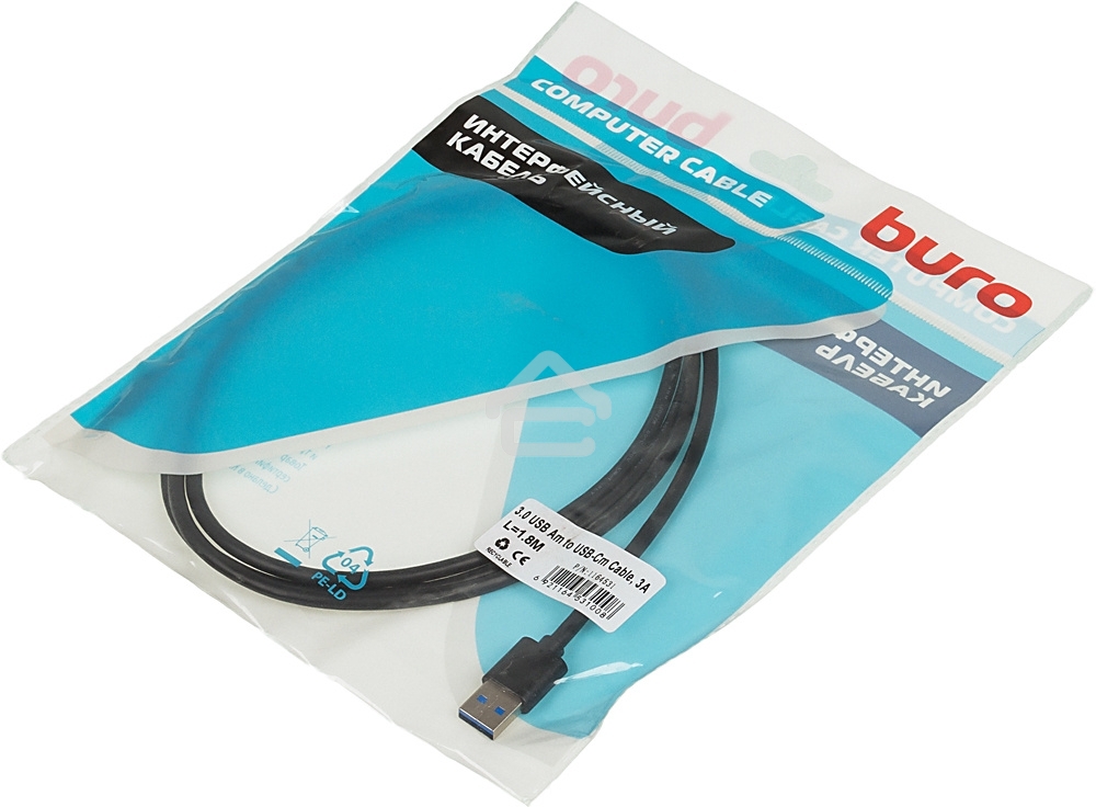 Кабель Buro BHP USB-TPC-1.8 USB 3.0 A(m) USB Type-C (m) 1.8м черный