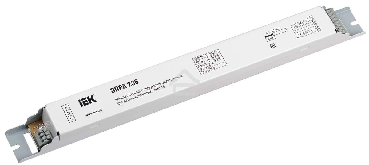 Электронный пускорегулирующий аппарат IEK 236 для линейных ЛЛ Т8