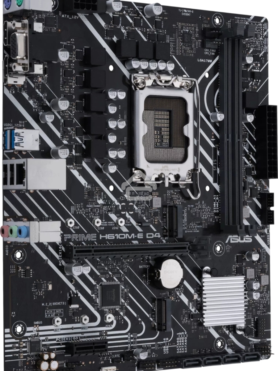 Материнская плата ASUS PRIME H610M-E D4-CSM, LGA 1700, Intel H610, 2xDDR4, 4xSATA, 2xM.2 PCIe 3.0 (x2, x4), 1xPCIe 4.0 x16, 1xPCIe x1, 1xHDMI, 1xDP, 1xVGA, 2xUSB-A 2.0, 2xUSB-A 3.2 Gen 1, 1x 1Gb LAN, 3x3.5 мм, 7.1, mATX