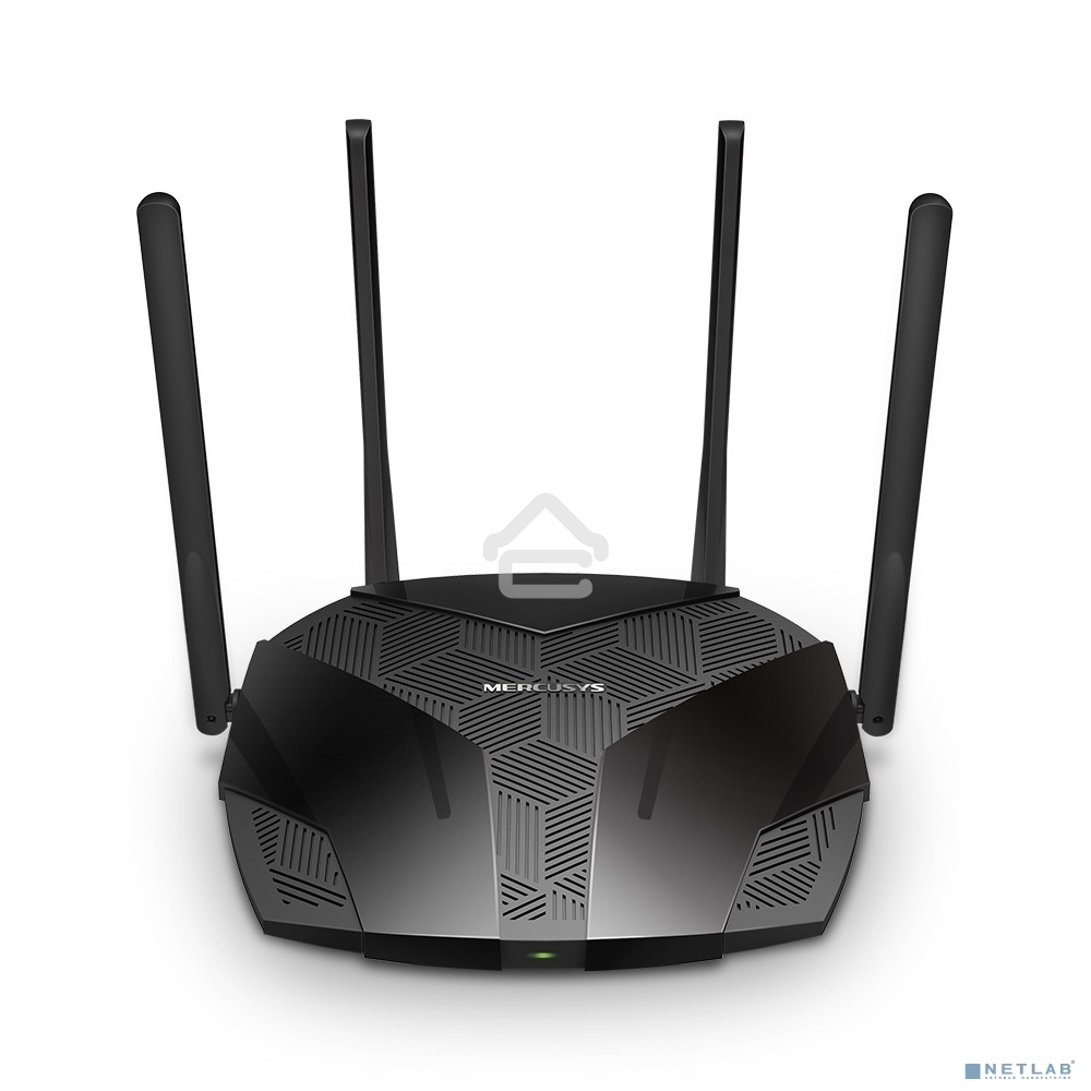 Двухдиапазонный роутер MERCUSYS AX3000 Wi-Fi 6, до 574 Мбит/с на 2,4 ГГц + до 2402 Мбит/с на 5 ГГц,4 фиксированные внешние антенны, 3 гигабитных порта LAN, 1 гигабитный порт WAN