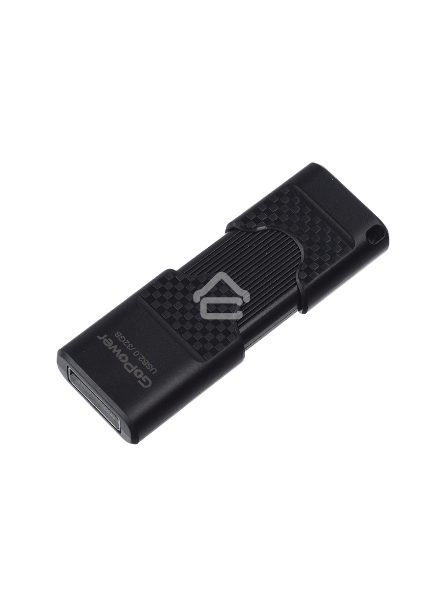 Флеш диск GoPower SLIDER 32GB USB2.0 пластик черный матовый (1/50/1000)