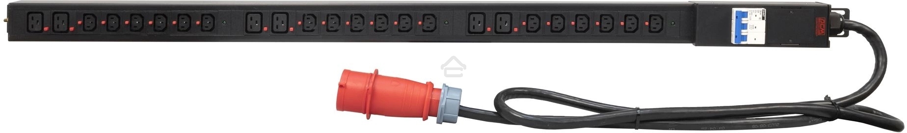 Блок распределения питания Powercom PDU-32AV24-18C3-6C9-3P верт.размещ. 18xC13 6xC19 3x32A IEC 60309 2м