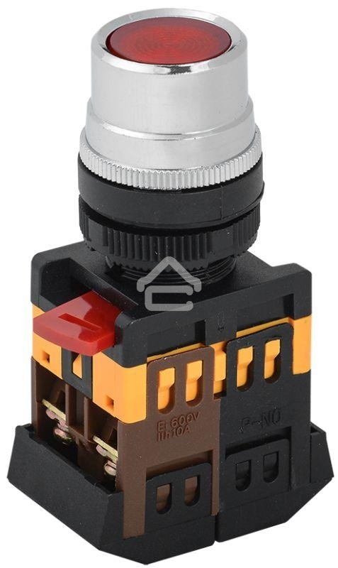Кнопка ABLF-22 красный d22мм неон/240В 1з+1р IEK