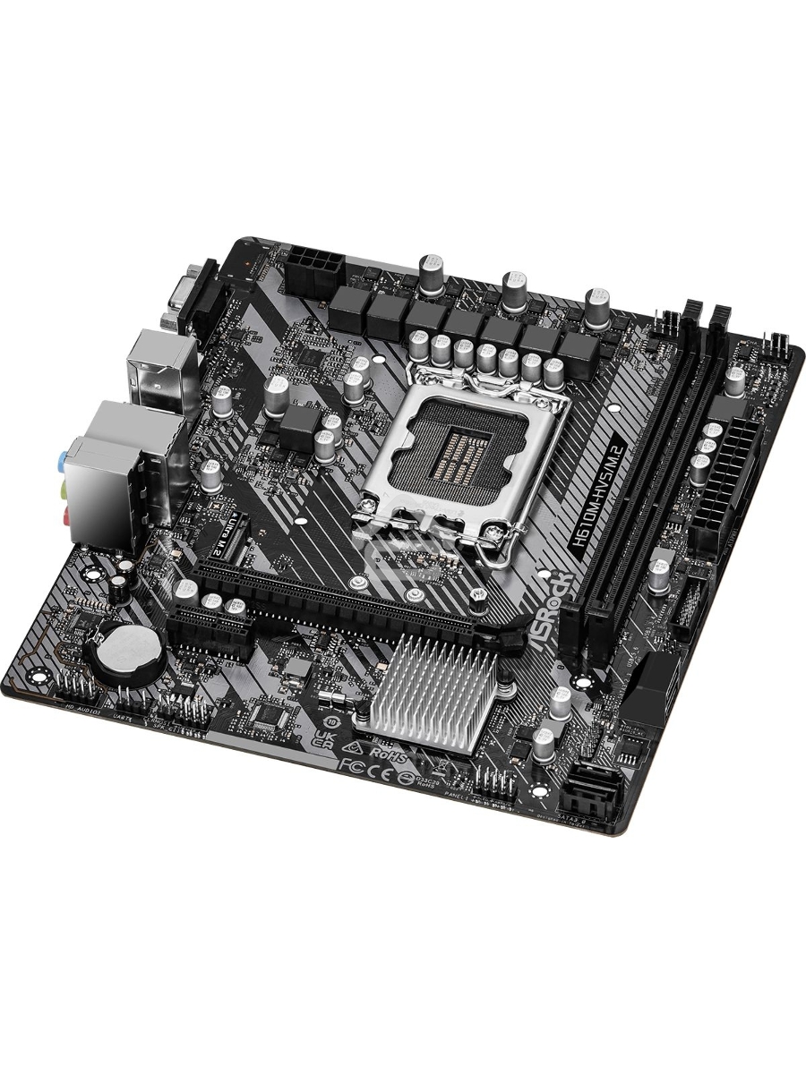 Материнская плата ASRock H610M-HVS/M.2 R2.0, LGA 1700, Intel H610, 2xDDR4, 4xSATA, 1xM.2, 1xPCIe 4.0 x16, 1xPCIe x1, 1xHDMI, 1xVGA, 1x 1Gb LAN, 4xUSB-A 2.0, 2xUSB-A 3.2 Gen 1, 3x3.5 мм, 7.1, mATX