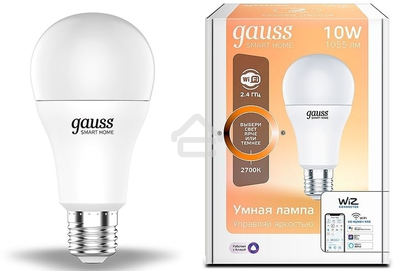 Лампа Светодиодная Gauss Smart Home DIM E27 A60 10 Вт 2700К 1/10/40