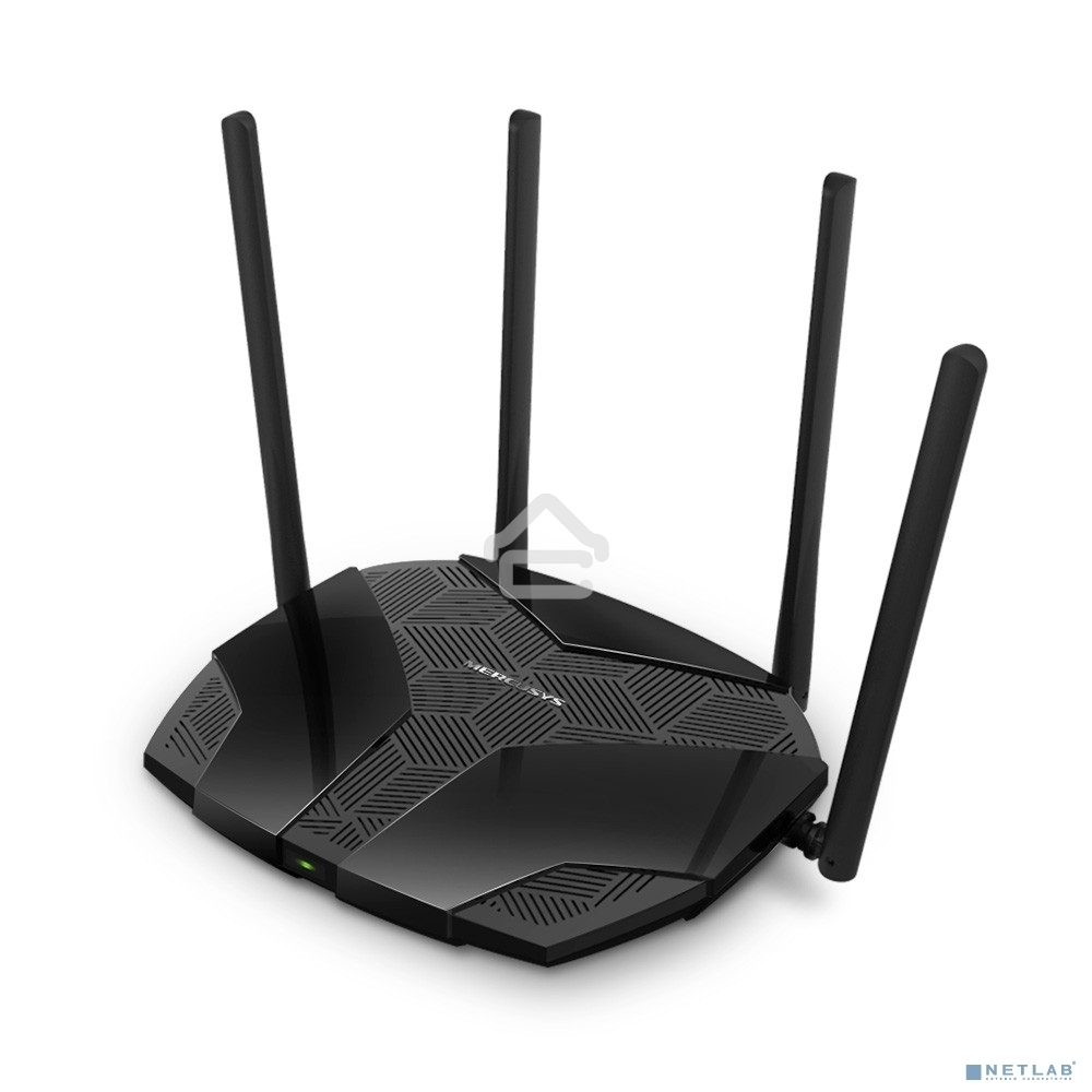 Двухдиапазонный роутер MERCUSYS AX3000 Wi-Fi 6, до 574 Мбит/с на 2,4 ГГц + до 2402 Мбит/с на 5 ГГц,4 фиксированные внешние антенны, 3 гигабитных порта LAN, 1 гигабитный порт WAN