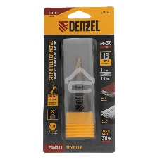 Сверло ступенчатое Denzel 6-8-10-12-14-16-18-20-22-24-26-28-30мм, Р6М5К5, 6-гр. хвостовик 723614