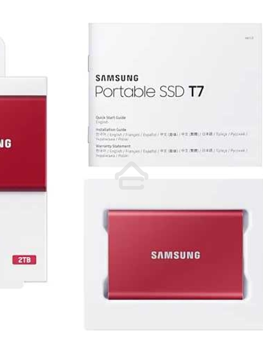 Твердотельный накопитель Samsung SSD 2TB T7, USB Type-C, R/W 1000/1050MB/s, красный