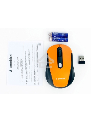 Мышь беспроводная Gembird MUSW-420-3 оранжевый, 1600 dpi, радиоканал, USB, кнопки - 4