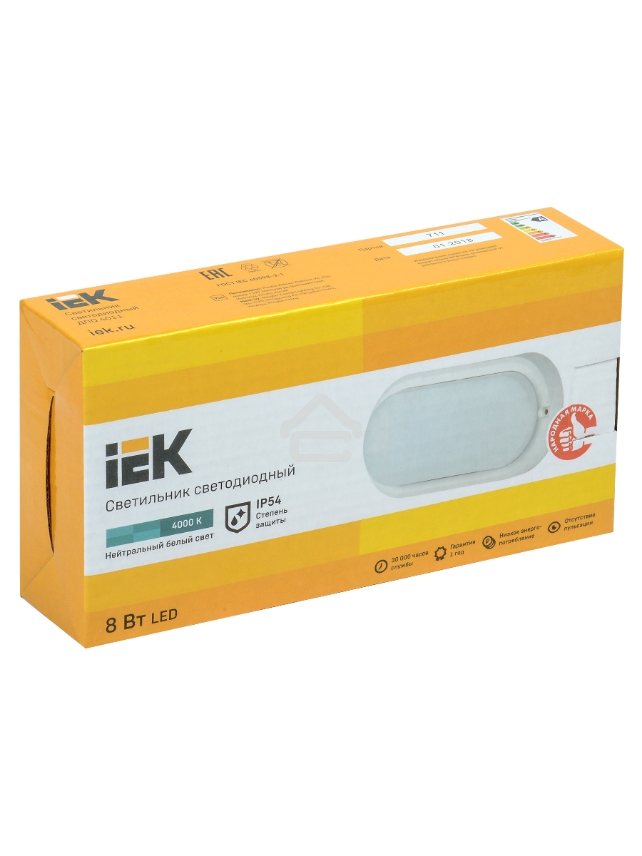 Светильник Iek LDPO0-4011-8-4000-K01 LED ДПО 4011 8Вт IP54 4000K овал белый IEK