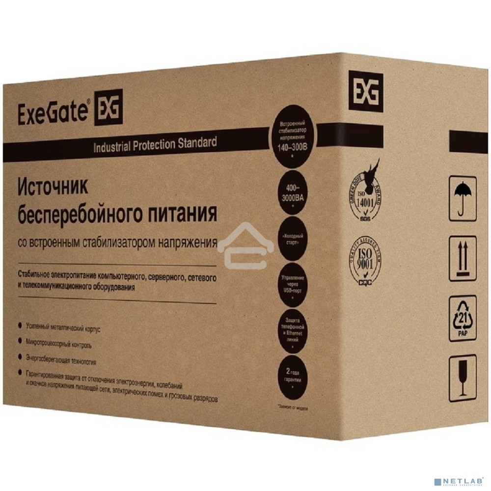 Источник бесперебойного питания ExeGate SpecialPro Smart LLB-1500.LCD.AVR.EURO.RJ <1500VA/950W, LCD, AVR, 4 евророзетки, RJ45/11, Black>