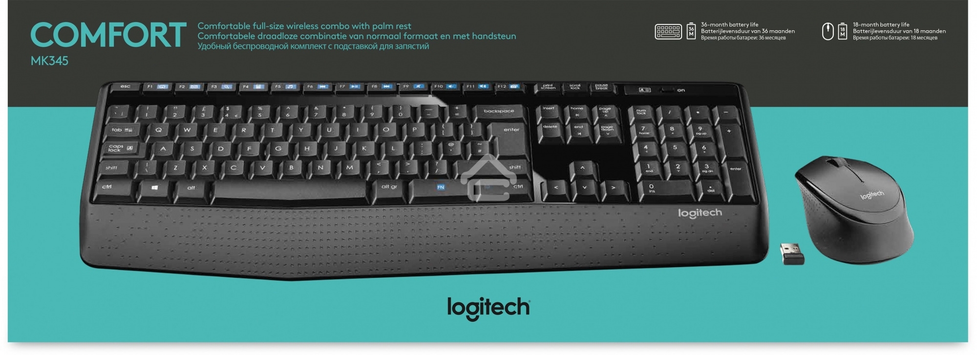 Клавиатура + мышь Logitech MK345 клав:черный мышь:черный USB 2.0 беспроводная Multimedia