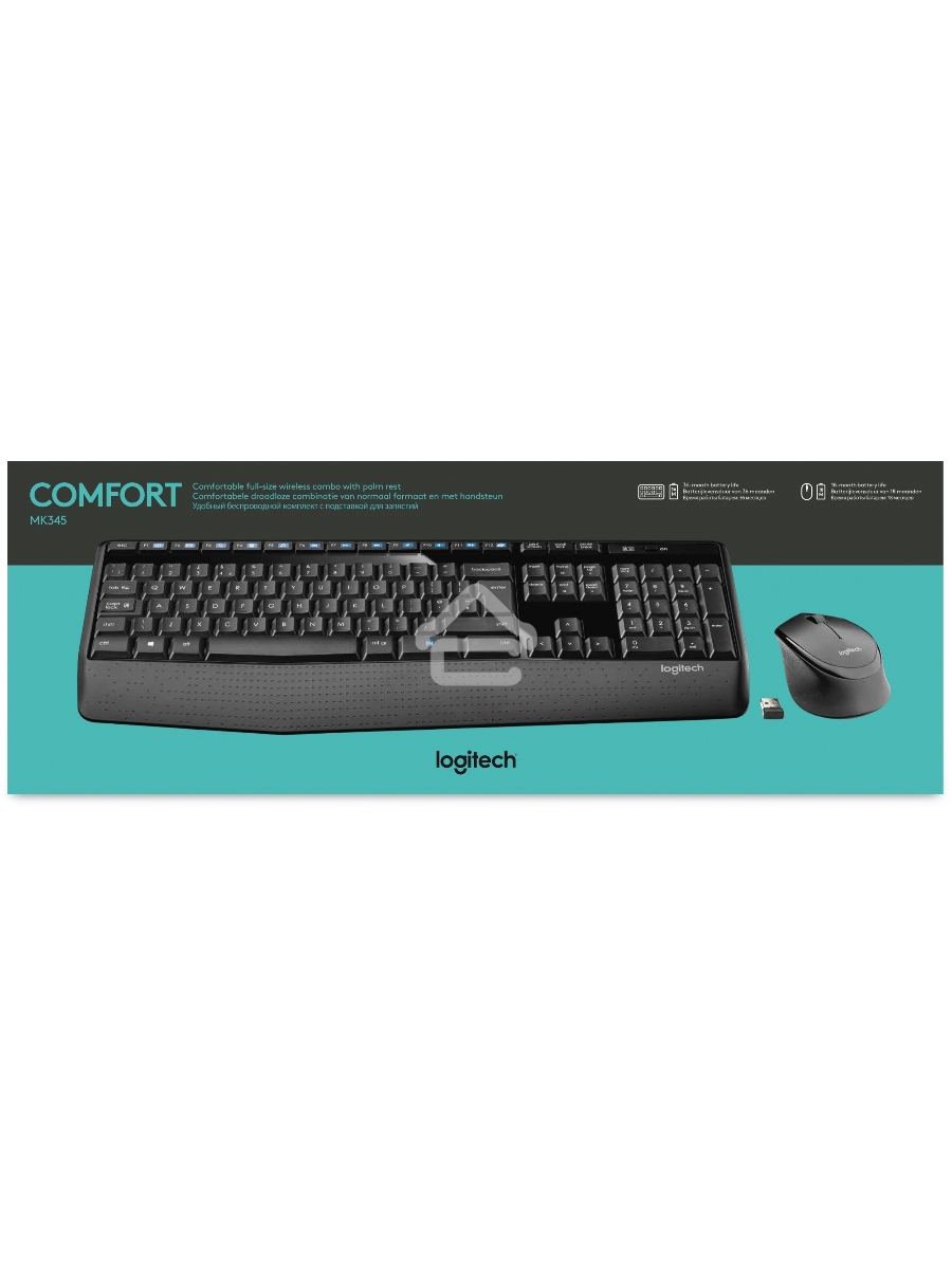 Клавиатура + мышь Logitech MK345 клав:черный мышь:черный USB 2.0 беспроводная Multimedia