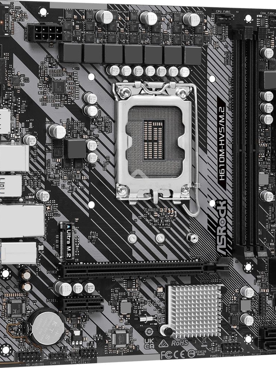 Материнская плата ASRock H610M-HVS/M.2 R2.0, LGA 1700, Intel H610, 2xDDR4, 4xSATA, 1xM.2, 1xPCIe 4.0 x16, 1xPCIe x1, 1xHDMI, 1xVGA, 1x 1Gb LAN, 4xUSB-A 2.0, 2xUSB-A 3.2 Gen 1, 3x3.5 мм, 7.1, mATX