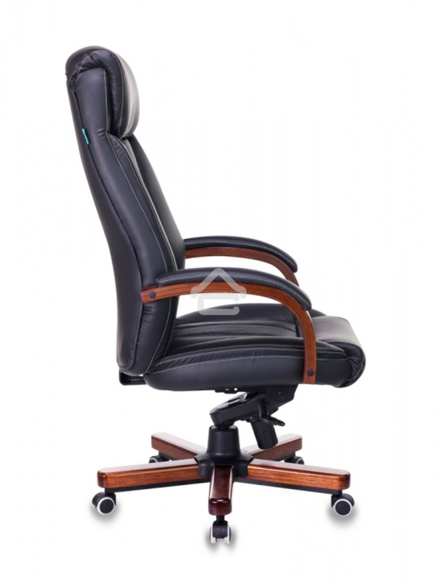 Кресло руководителя Бюрократ T-9922WALNUT/BLACK черный, кожа, крестовина дерево