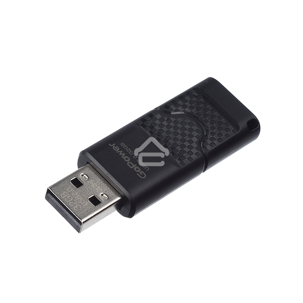 Флешка USB GoPower SLIDER (00-00025964), 32Gb, USB 2.0, R/W 20/10, черный матовый