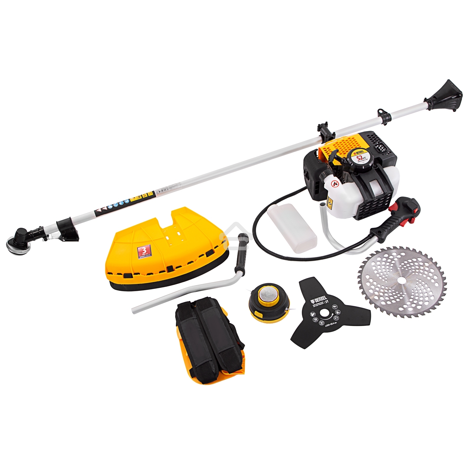 Триммер бензиновый Denzel DGT-520, 52см3, 3 л.с., неразъемная штанга, состоит из 2 частей