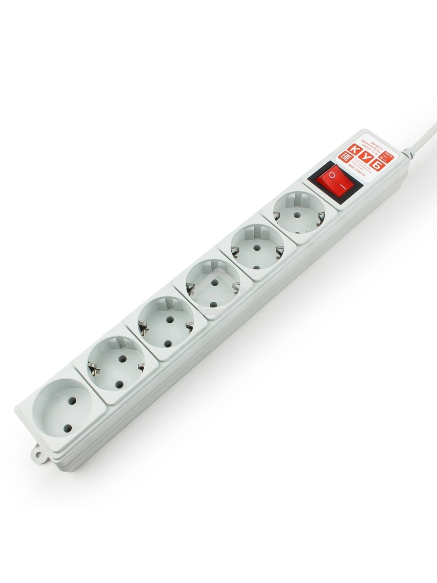 Сетевой фильтр Power Cube B, 3.0м, 5+1 розетка, серый