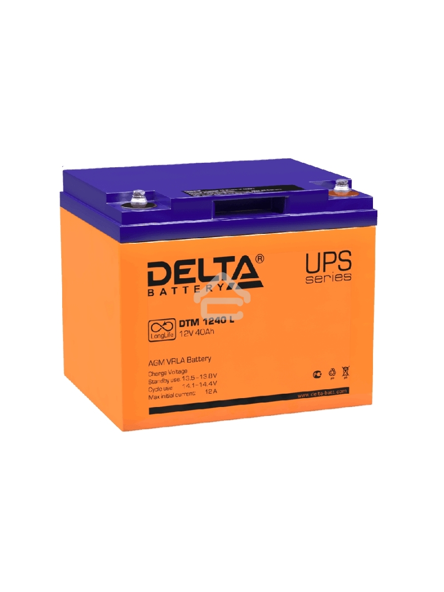 Батарея Delta DTM 1240 L (12V, 40Ah) с увеличенным сроком службы (10 лет)