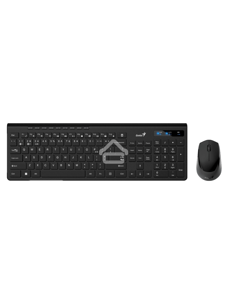 Комплект беспроводной Genius Smart KM-8230 BLACK, клавиатура+мышь, USB, 1 мини-ресивер на оба устройства. Клавиатура: 104 клавиши кнопка SmartGenius, клавиши т