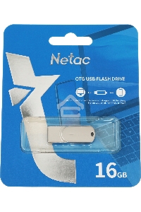 Флеш диск Netac U785 16Gb <NT03U785C-016G-30PN>, USB3.0+TypeC, металлическая