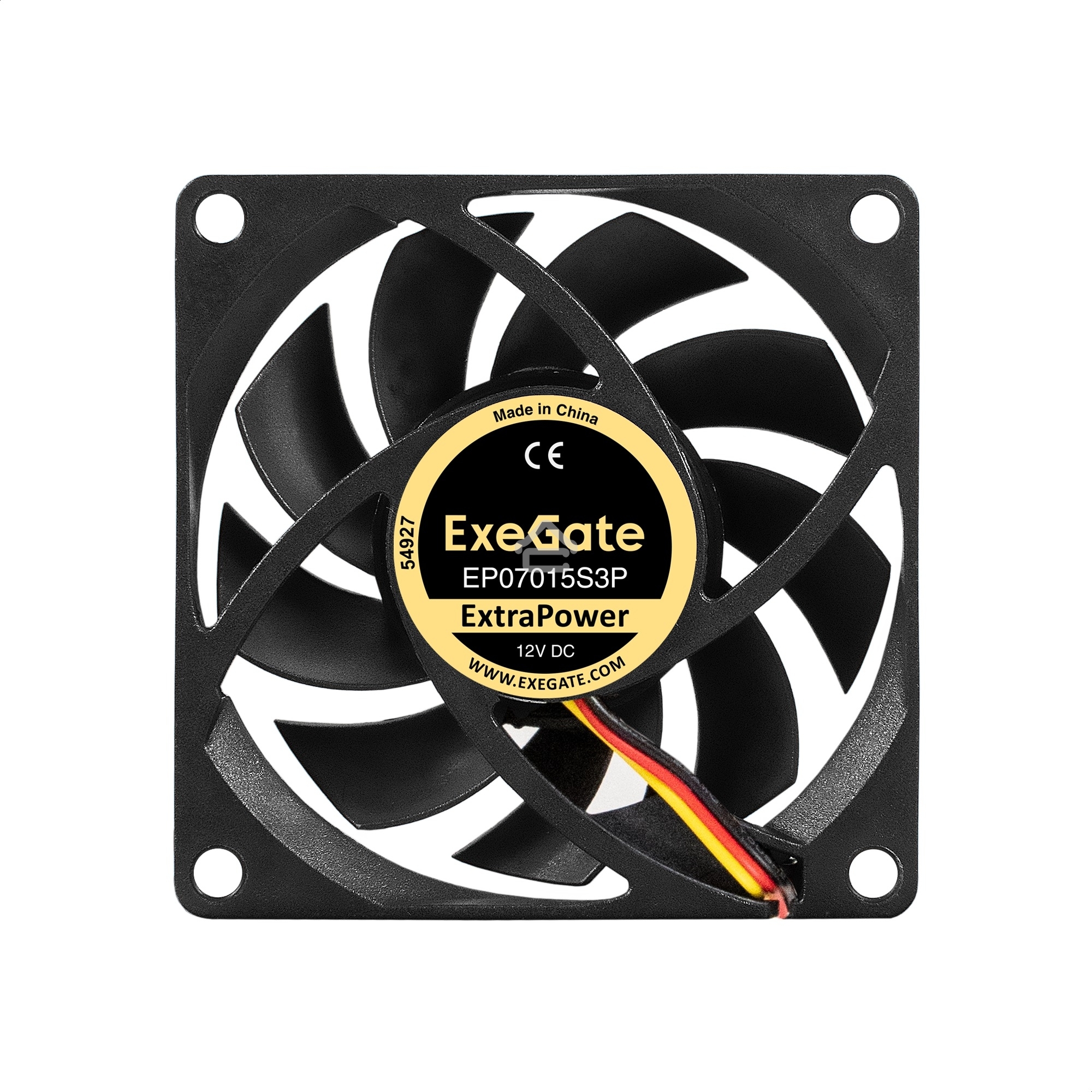 Вентилятор для корпуса ExeGate ExtraPower EP07015S3P черный, 70 мм, 3000 об/мин, 27 дБ, 3 pin