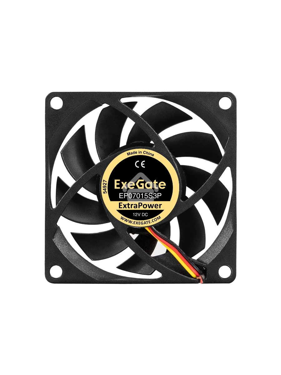 Вентилятор для корпуса ExeGate ExtraPower EP07015S3P черный, 70 мм, 3000 об/мин, 27 дБ, 3 pin