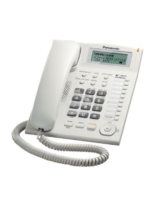 Телефон проводной Panasonic KX-TS2388RUW белый {индикатор вызова,повторный набор последнего номера,4 уровня громкости звонка}