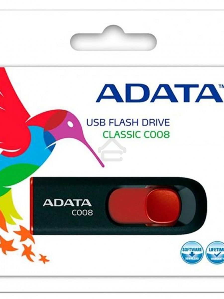 Флеш диск ADATA Flash Drive 32Gb С008 AC008-32G-RKD {USB2.0, Black-Red}