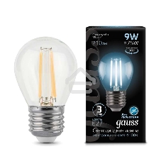 Лампа светодиодная Filament Шар E27 9Вт 4100К Gauss 105802209