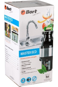 Измельчитель пищевых отходов Bort MASTER ECO (91275752) Число ступеней измельчения 2 ; Система шумоизоляции Да ; Мощность 390 Вт; Объем камеры 1000 мл; Материал камеры Металл ; Система защиты от перегрузки и заклинивания; Скорость холостого хода 2600 об/м