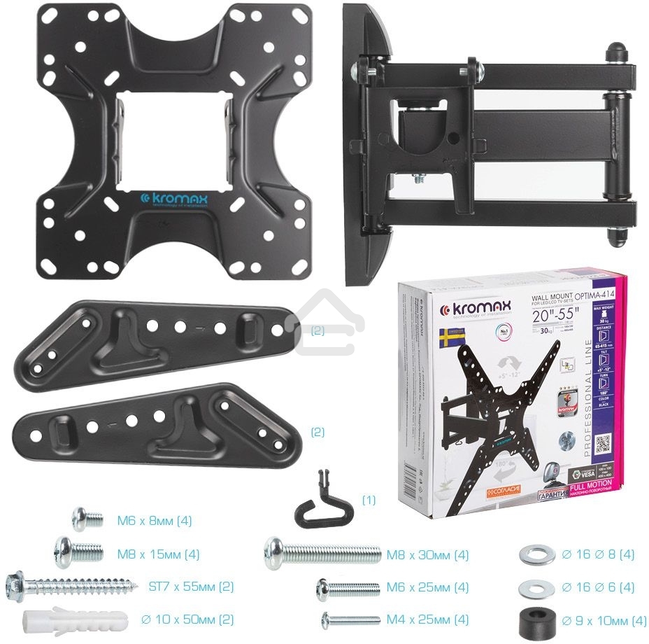 Кронштейн для LED/LCD телевизоров Kromax OPTIMA-414 черный
