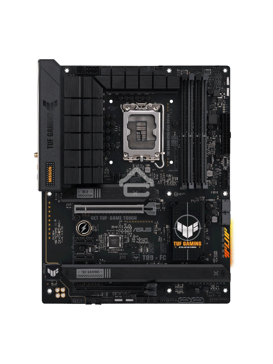 Материнская плата ASUS TUF GAMING B760-PLUS WIFI D4, LGA 1700, Intel B760, 4xDDR4, 4xSATA, 3xM.2, 1xPCI-E 5.0 x16, 1xPCI-E 3.0 x4, 1xUSB-A 3.2 Gen 2, 3xUSB-A 3.2 Gen 1, 1xUSB-C 3.2 Gen 2x2, 1x2.5Gb LAN, 5x3.5 мм, 7.1, Wi-Fi 6, Bluetooth 5.2, Standard-ATX
