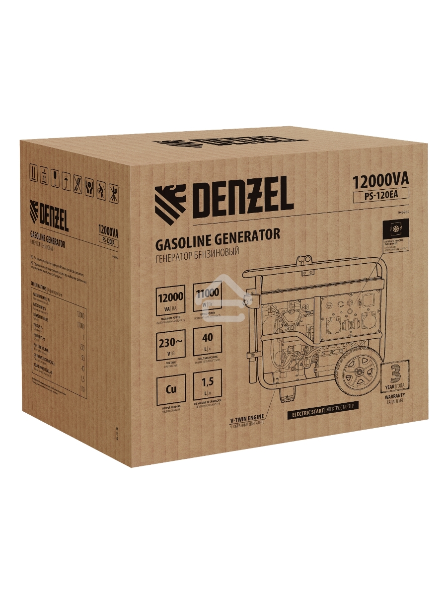 Электрогенератор бензиновый Denzel PS-120EA, 12 кВт, 110 дБ, 276 кг