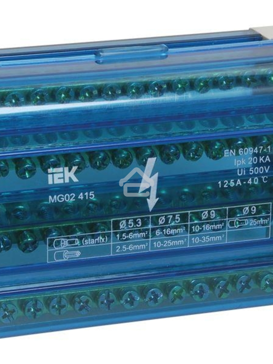 Шины на DIN-рейку в корпусе (кросс-модуль) Iek YND10-4-15-125 ШНК 4х15 3L+PEN