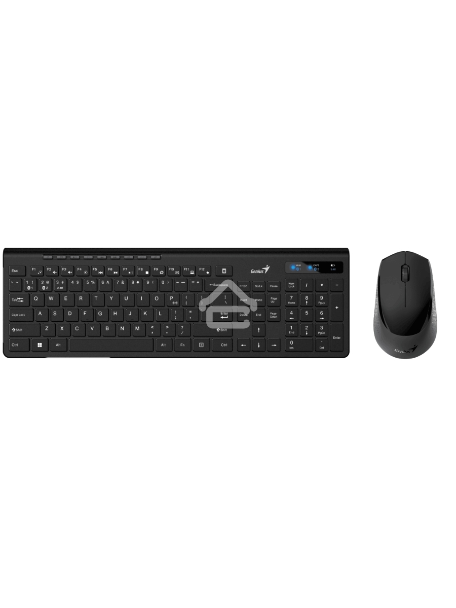 Комплект беспроводной Genius Smart KM-8230 BLACK, клавиатура+мышь, USB, 1 мини-ресивер на оба устройства. Клавиатура: 104 клавиши кнопка SmartGenius, клавиши т