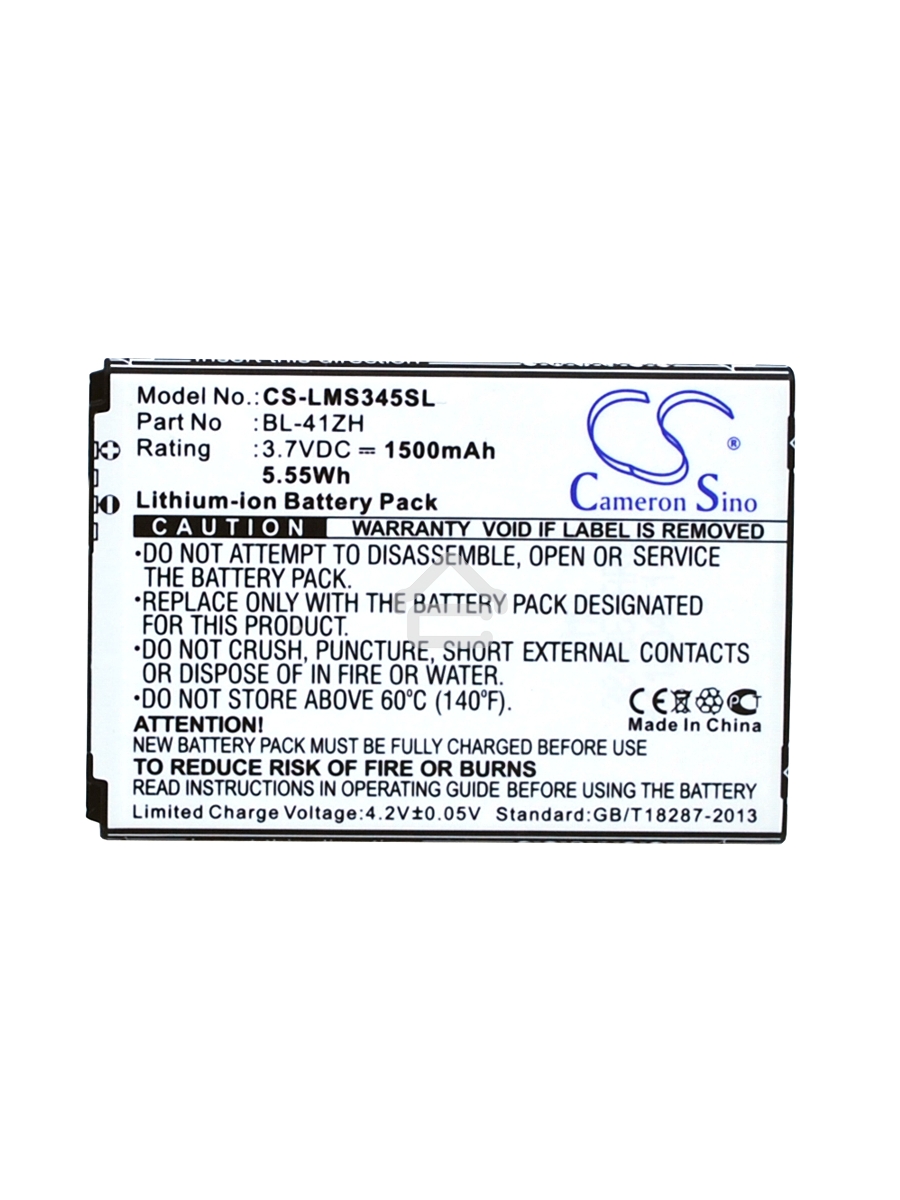 Аккумулятор CameronSinoCS-LMS345SL BL-41ZH для LG L Fino D295, LG X220DS 3.7V / 1500mAh / 5.55Wh