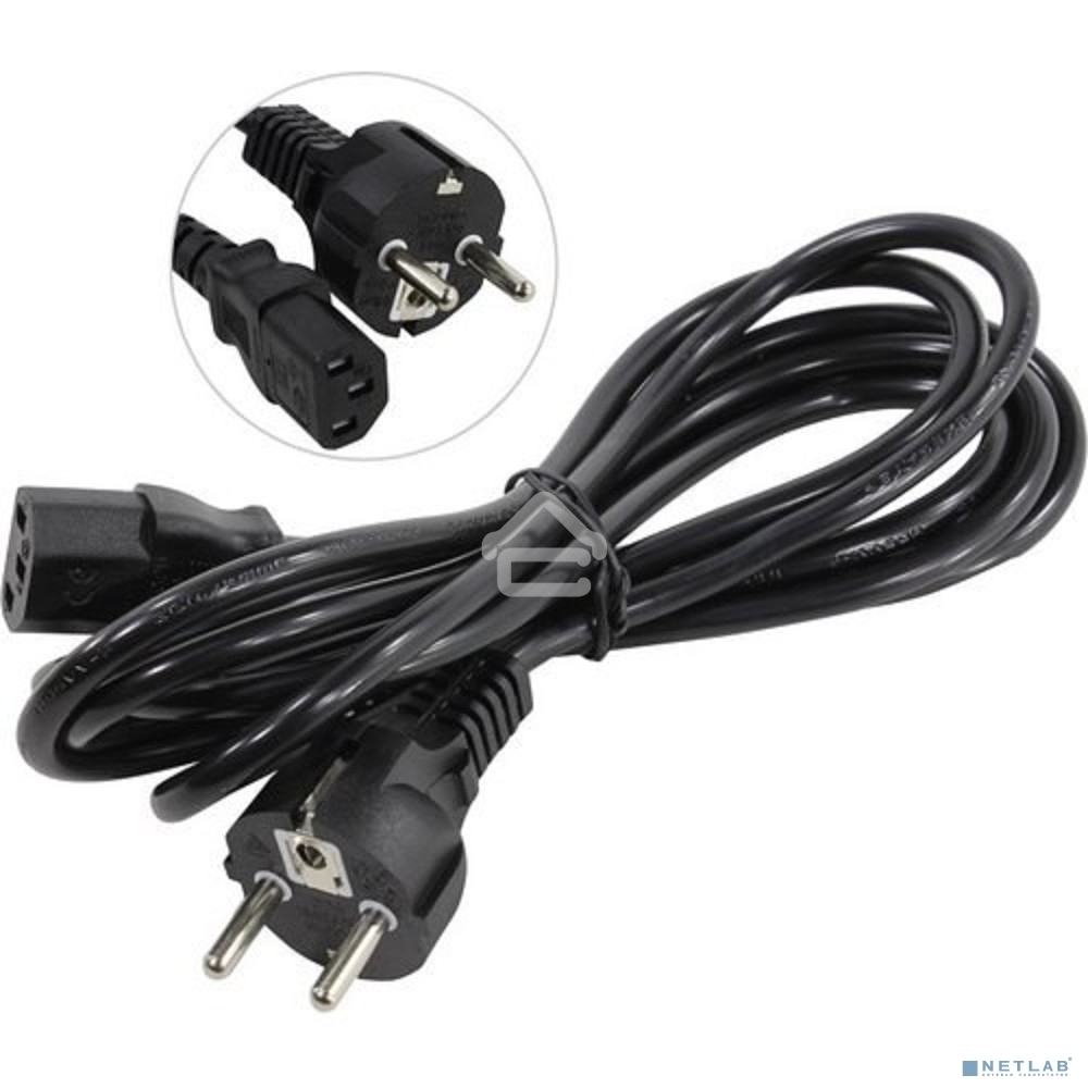 Кабель питания ExeGate Power PC-3P (Евровилка Schuko->С13) VDE-250V-3*0.75-CU, 10A, черный, 3м