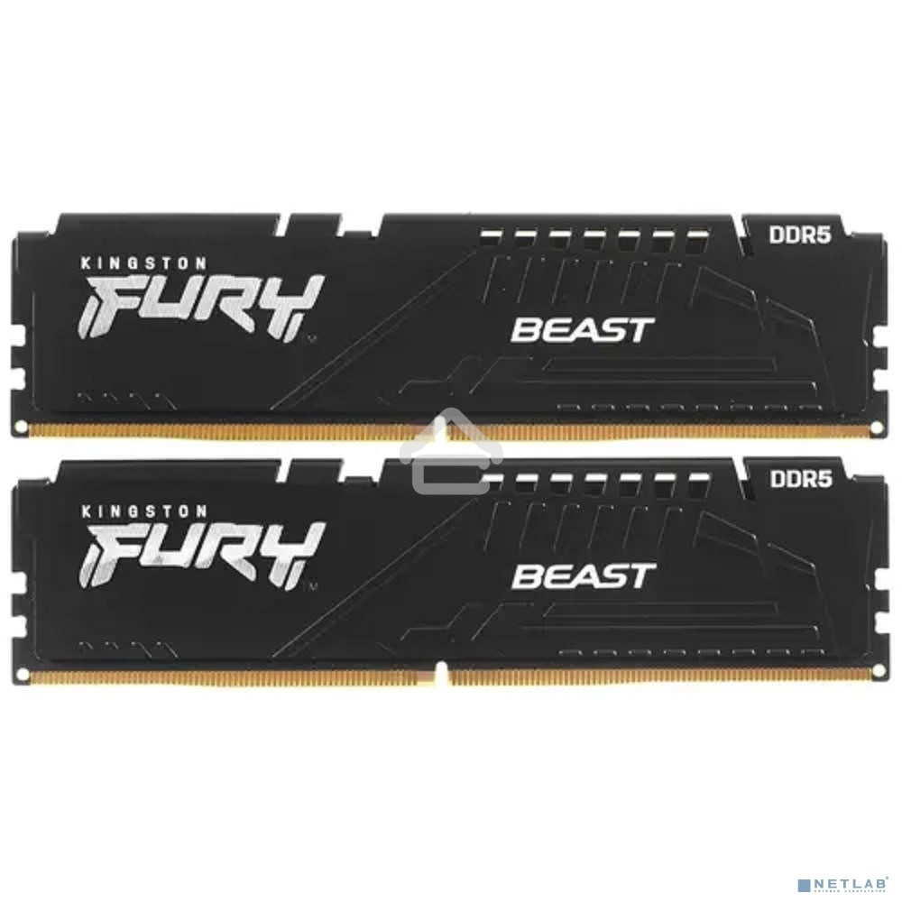 Оперативная память Kingston Fury Beast, DDR5, 32GB (2x16GB), 5600MHz, CL36, DIMM, с радиаторами, черный
