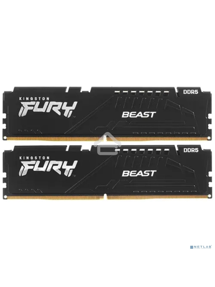 Оперативная память Kingston Fury Beast, DDR5, 32GB (2x16GB), 5600MHz, CL36, DIMM, с радиаторами, черный
