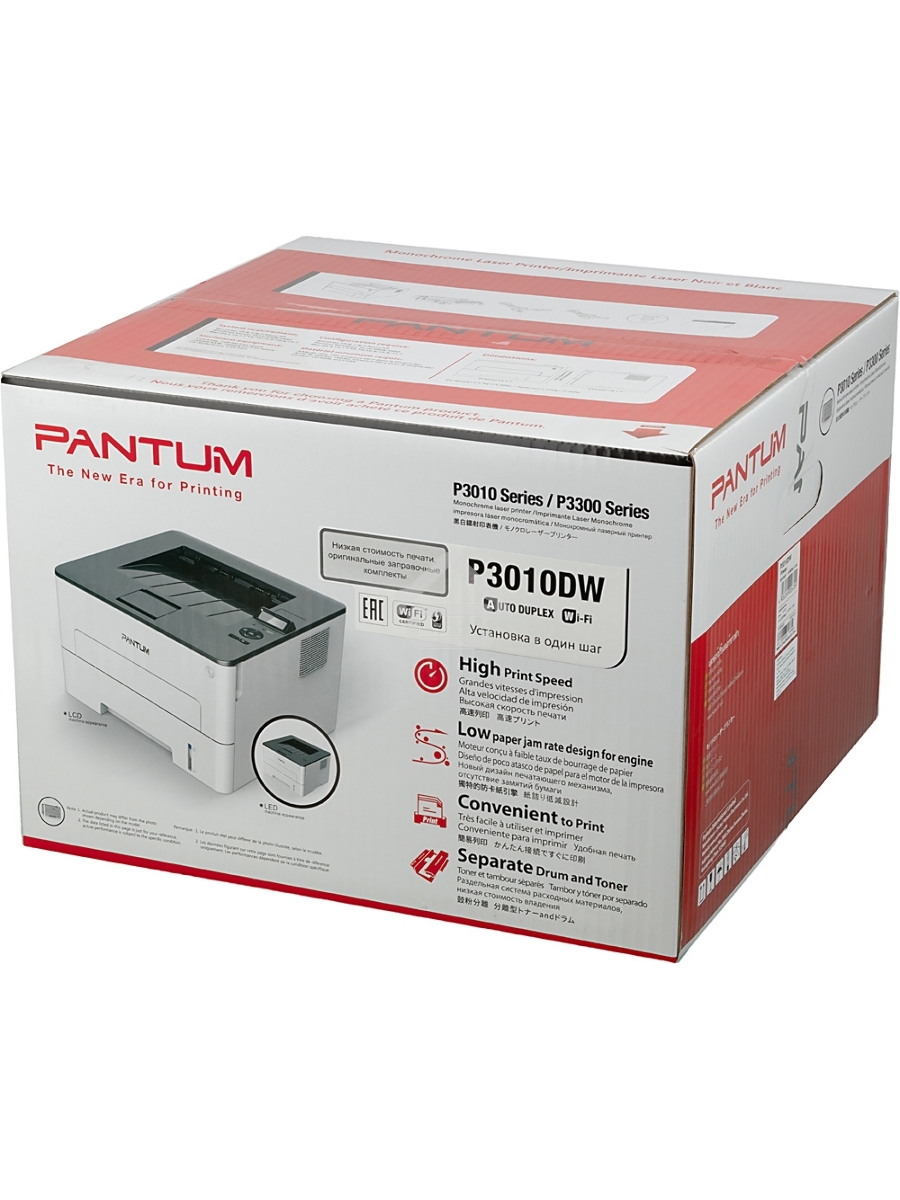 Принтер лазерный Pantum P3010DW, A4, ч/б, печ. до 30 стр/мин., 1200 x 1200 dpi, USB, RJ-45, Wi-Fi, NFC