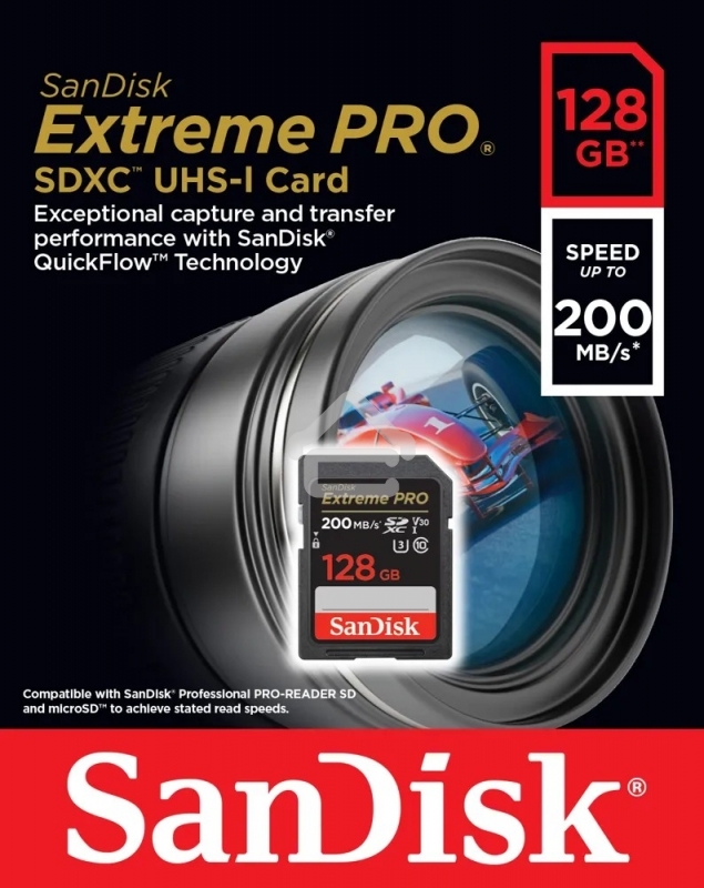 Флеш карта SanDisk Extreme PRO 128Gb SDXC Memory Card 200MB/s