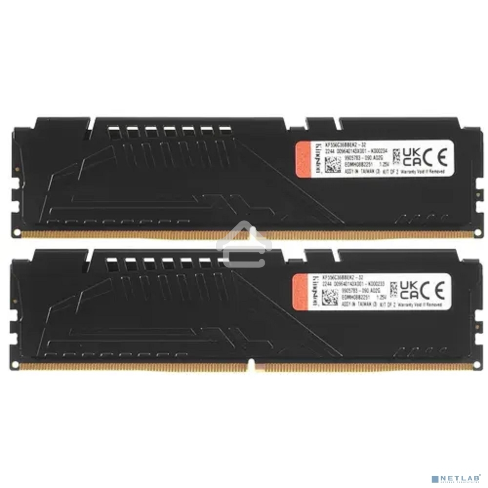 Оперативная память Kingston Fury Beast, DDR5, 32GB (2x16GB), 5600MHz, CL36, DIMM, с радиаторами, черный