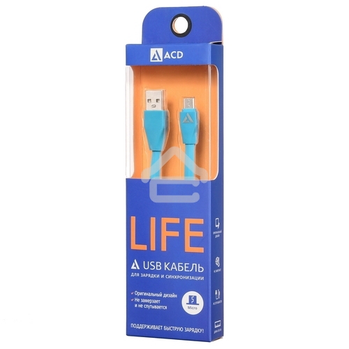 Кабель USB ACD-Life MicroUSB - USB-A TPE, 1м, синий