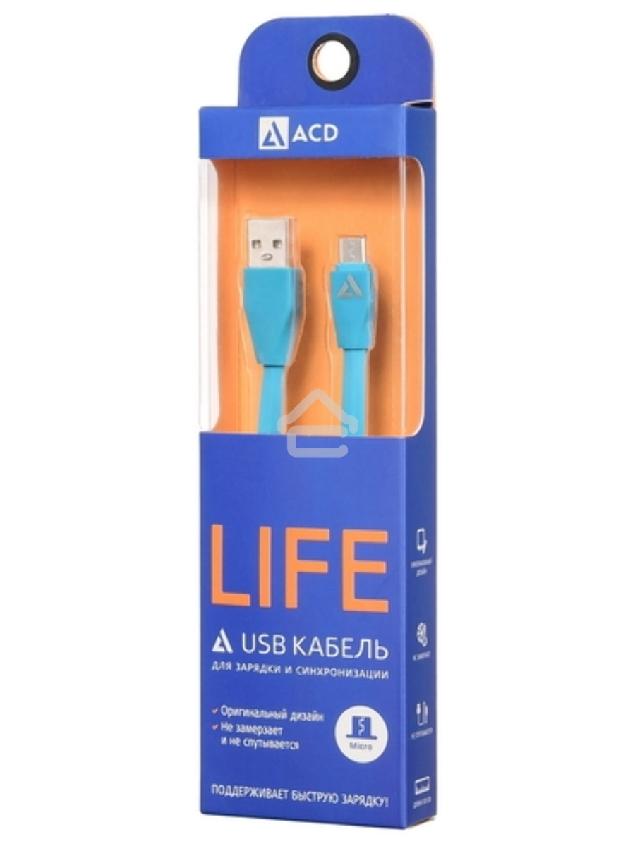 Кабель USB ACD-Life MicroUSB ~ USB-A TPE, 1м, синий (ACD-U920-M1L)